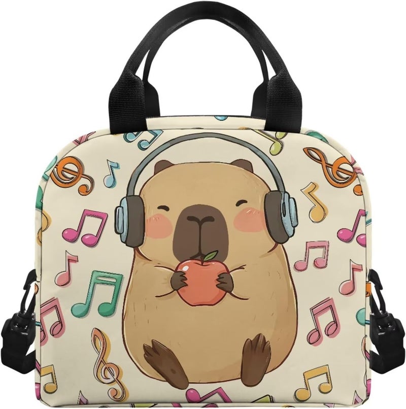 Yuosegray Capybara Simple Modern Lunch Box for Girls 4-6 Note Card Preschool Lunch Box Boys 6-8 One Piece Meal Bag for Kids 8-10 Kindergarten Toddler Children Elementary School Adjustable Strap - Image 2